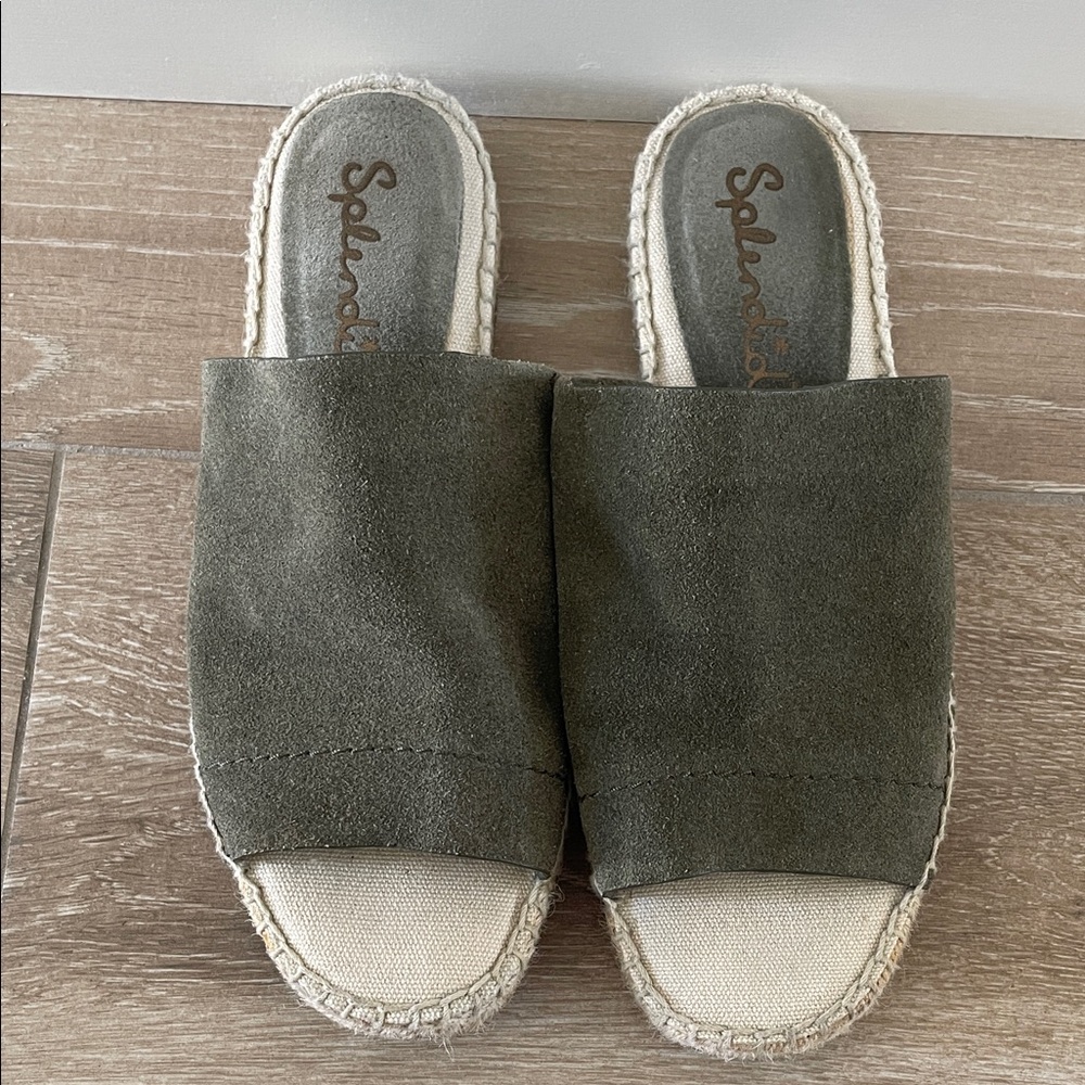 Splendid Khaki Espadrille Slides for Women